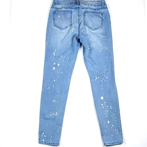 Boom Boom Jeans Light Wash Paint Splatter Distressed Ripped Mid Rise Ski… - Picture 7 of 16